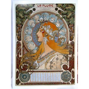 Cartão postal de arte - Zodíaco 1896, do artista Alphonse Mucha