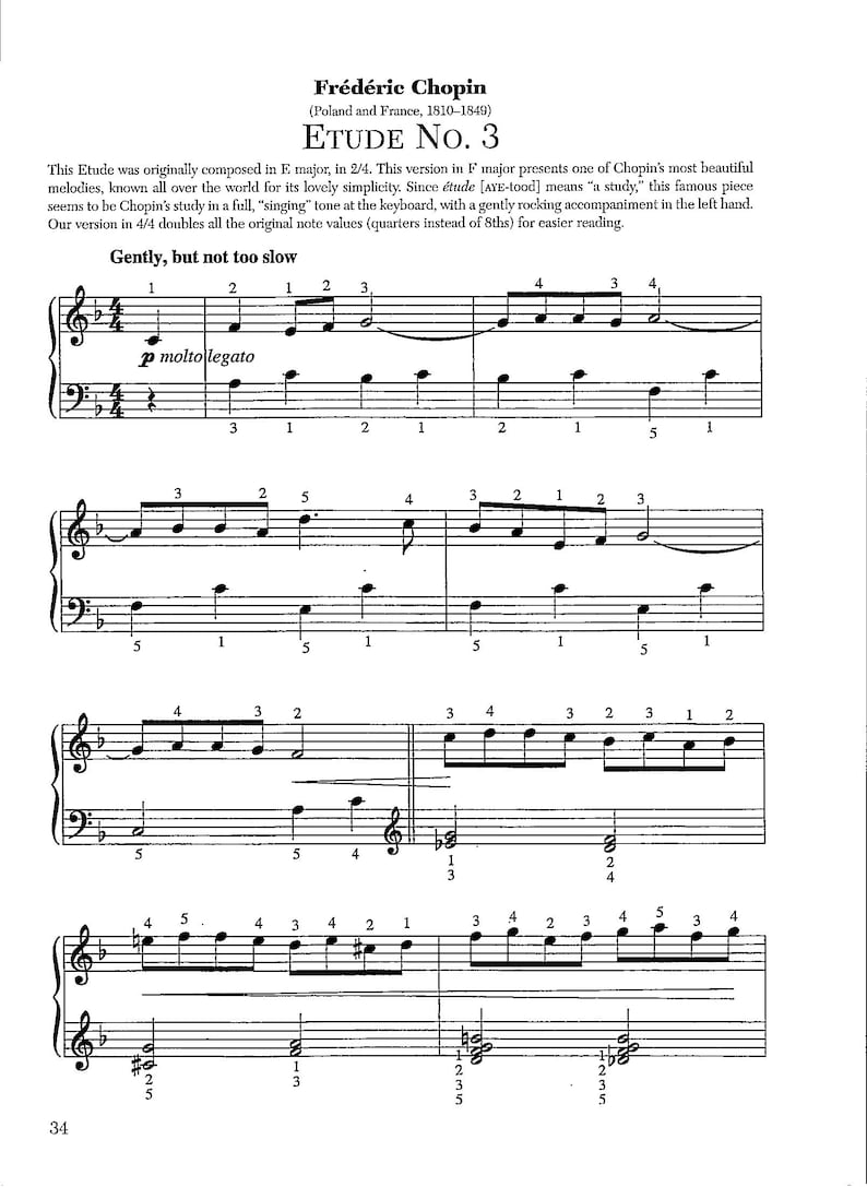 Etude No. 3 by Frederic Chopin Digital Piano Sheet Music for Late