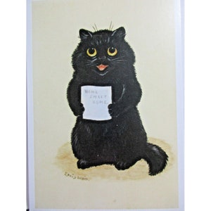 Cartolina di Louis Wain con busta - Gatto nero, casa dolce casa, 4,25" di larghezza x 6" di altezza