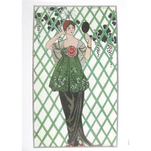 Carte postale Art déco George Barbier - réimpression 1913 Journal No.80 Charmeuse Gown