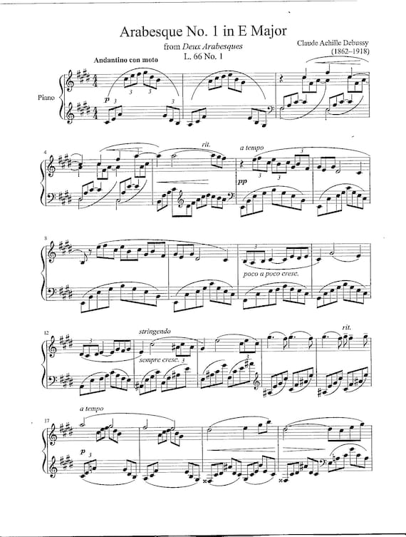 ミシェル・タバシュニクの貴重な1969（大型譜面）Fresque アラベスク第1番ホ長調L.66-1（ピアノソロ）クロード