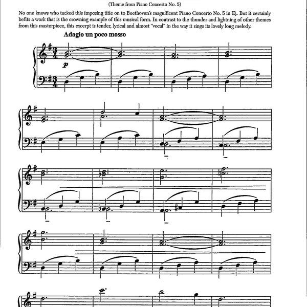 Emperor Concerto Digital Sheet Music by Ludwig van Beethoven - Late Beginner/Early Intermediate