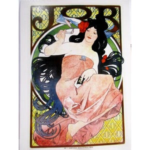 Cartão postal de arte - Job 1898, de Alphonse Mucha, artista