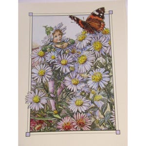 Cartão postal de arte de Cicely Mary Barker, a fada da margarida de Michaelmas, de Flower Fairies