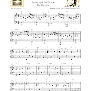 May include: Sheet music for the song "Morning Has Broken" by Cat Stevens. The music is arranged for piano and includes lyrics and chords. The sheet music is printed on white paper with black ink.