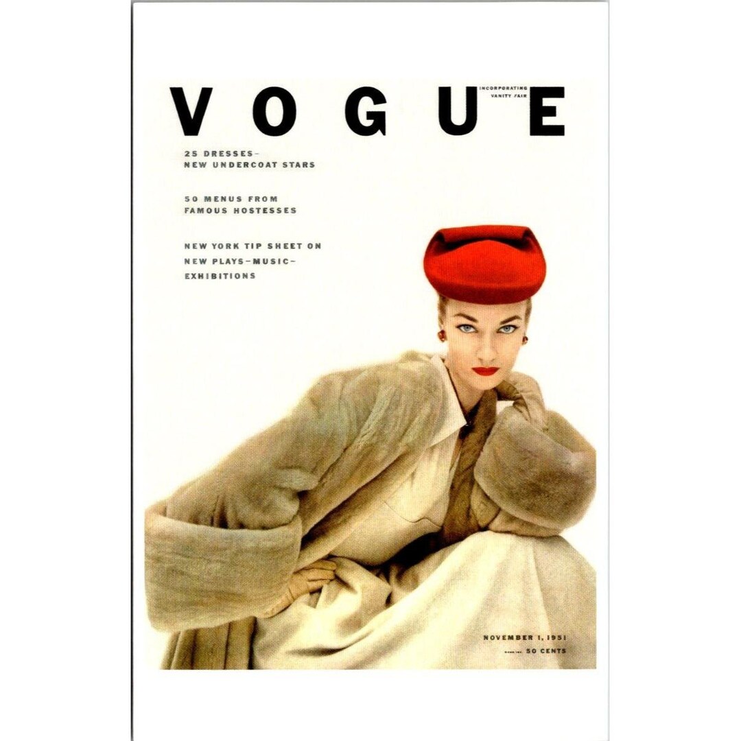 Postcard - Vogue Magazine Cover - November 1, 1951 by Clifford