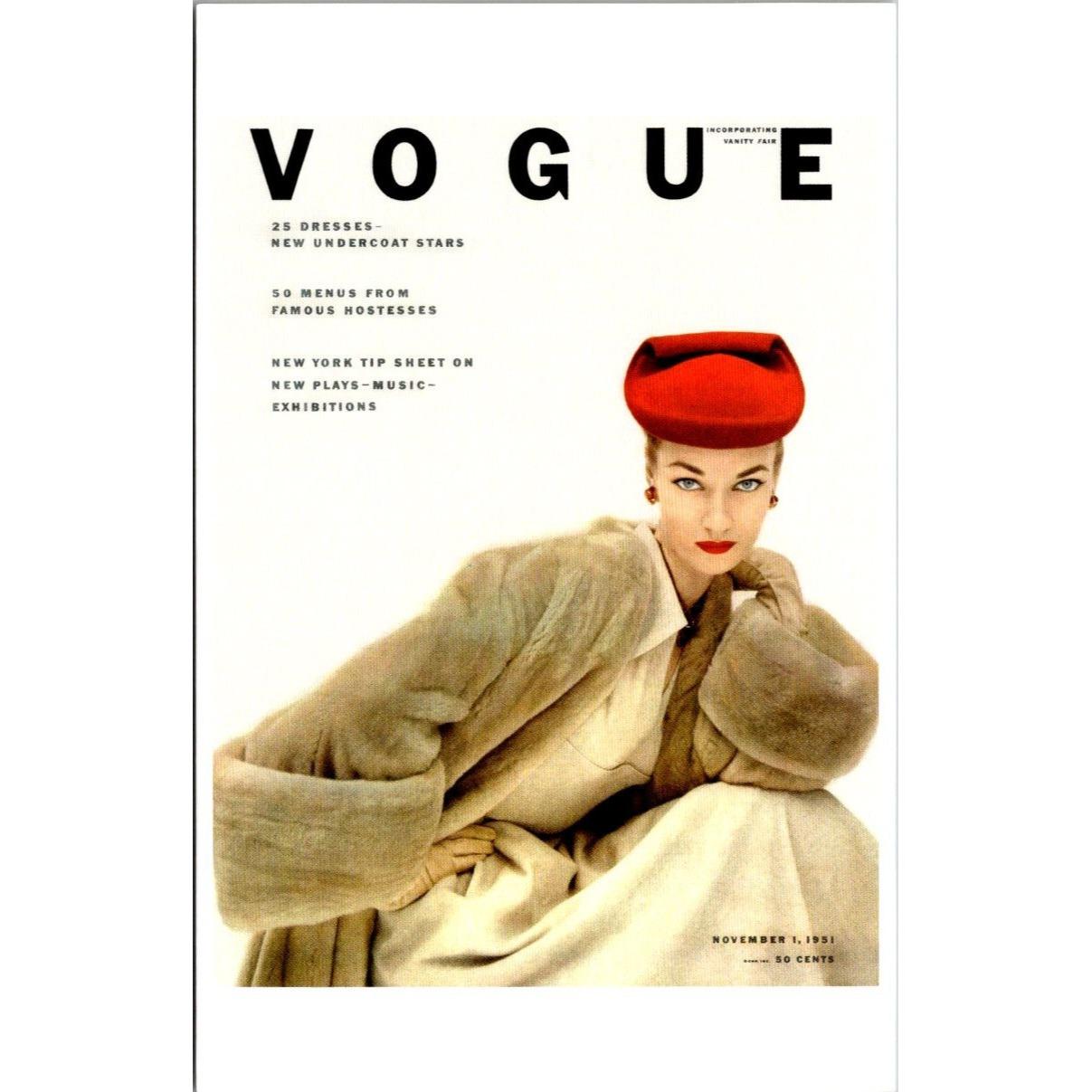 Postcard - Vogue Magazine Cover - November 1, 1951 by Clifford