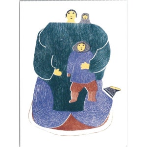 Postkarte Dorset MUTTER von Pitaloosie Saila 1981 Inuit Art 16,5 "x 4,75"