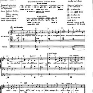 Puede incluir: Una partitura musical para la canción "Auld Lang Syne" de Robert Burns. La música está escrita en la clave de Do mayor e incluye la letra de la canción. La partitura es para piano e incluye una parte de pedal.