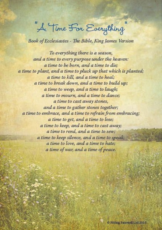 Digital Print A Time for Everything. Book of Ecclesiastes Etsy