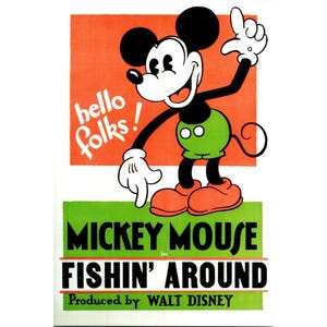 Cartão postal da Disney, Pescando por aí em 1932, comemora 25º aniversário