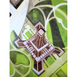 Cartão postal da Torre Eiffel visto de cima de um balão de ar comprimido por Robert Delaunay 1922