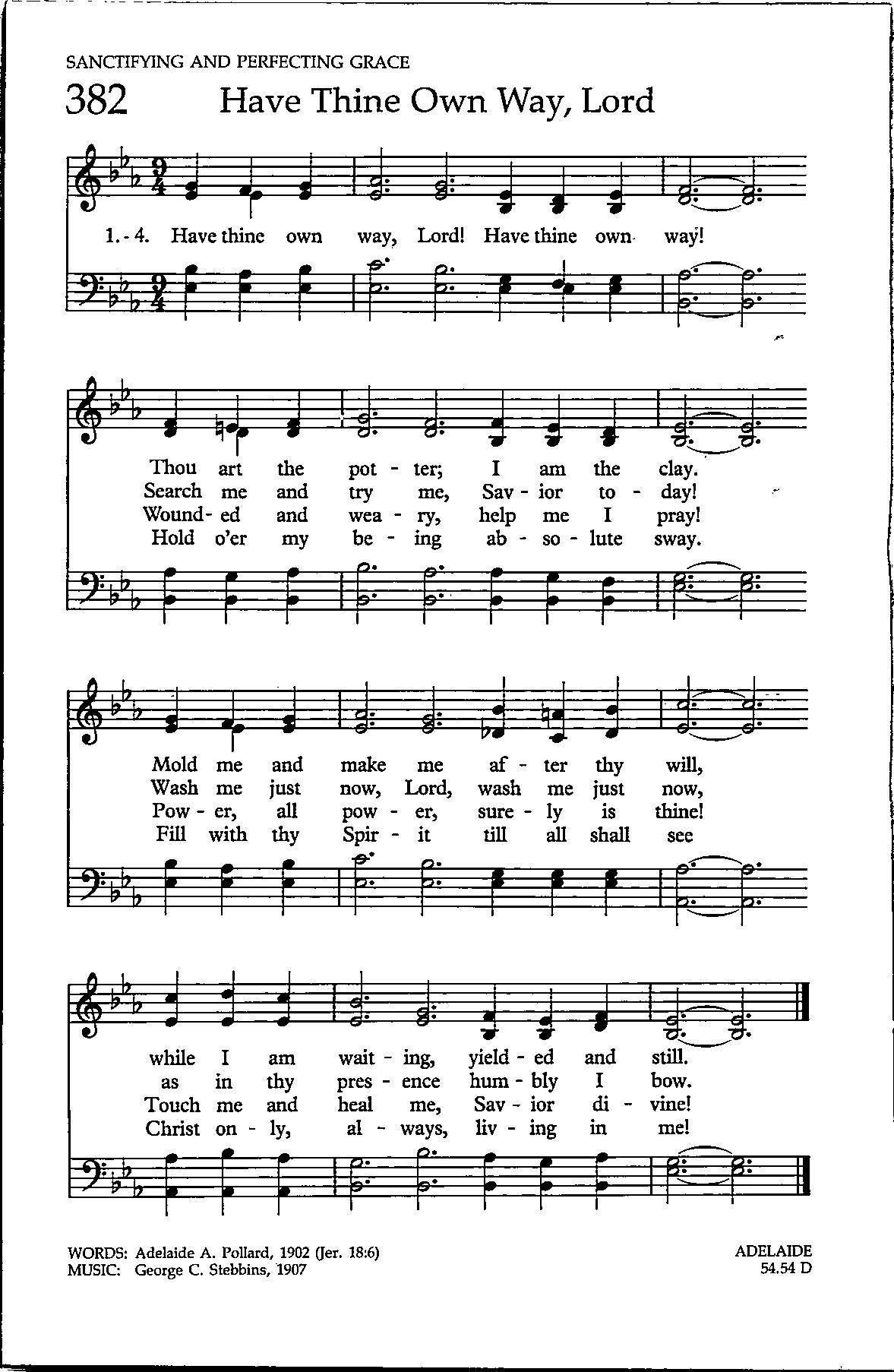 Have Thine Own Way, Lord Digital Hymn Tune Sheet Music Key of E Flat Etsy