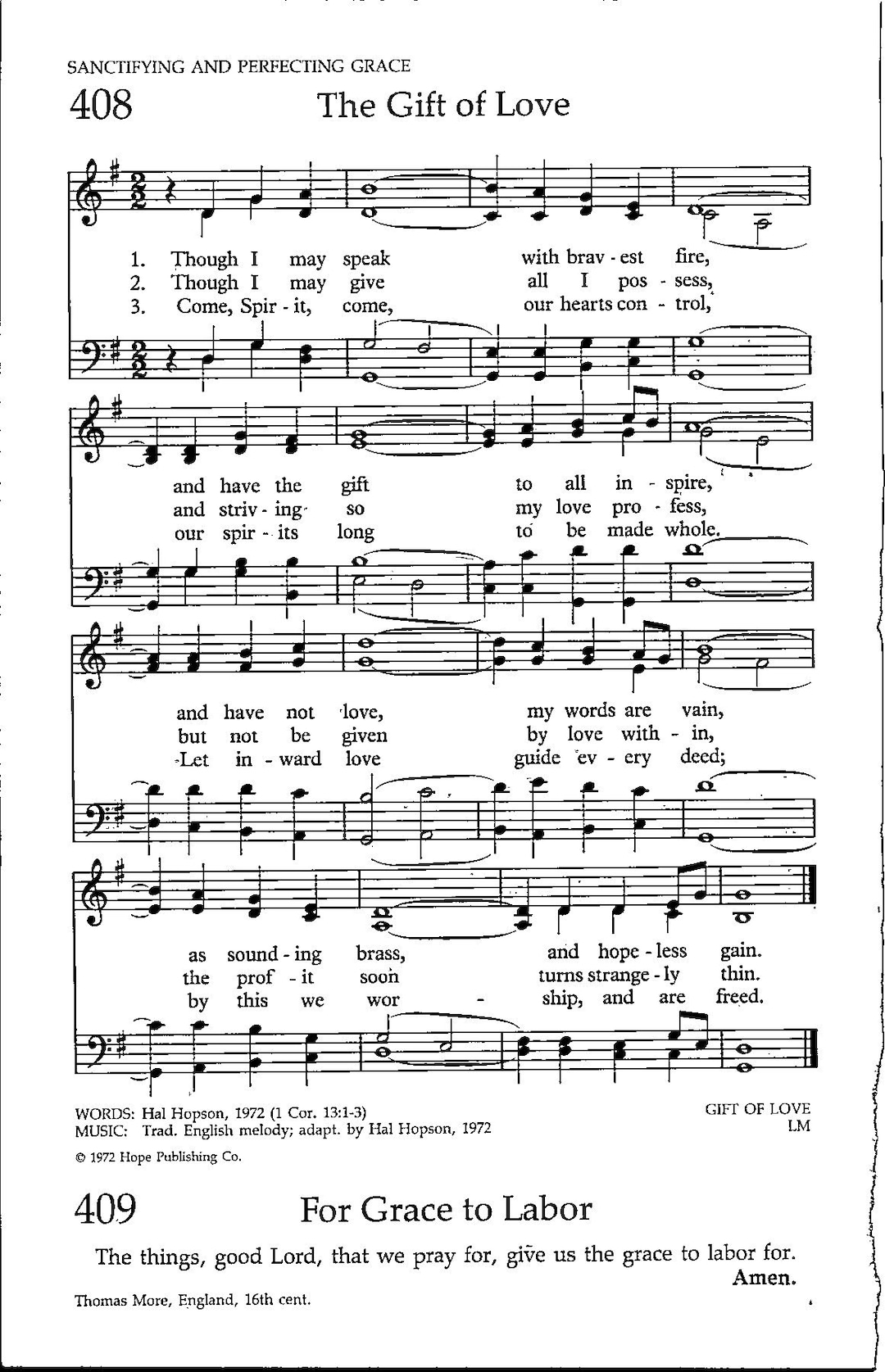 The Gift of Love - Digital English Melody Hymn Sheet Music Key of