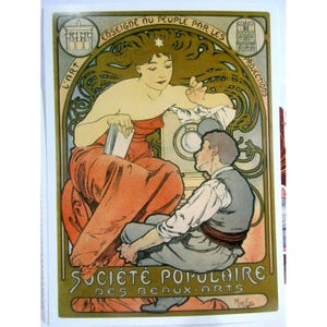 Cartão Postal de Arte - Societe Popoulaire des Beaux-Arts 1897, do Artista Alphonse Mucha