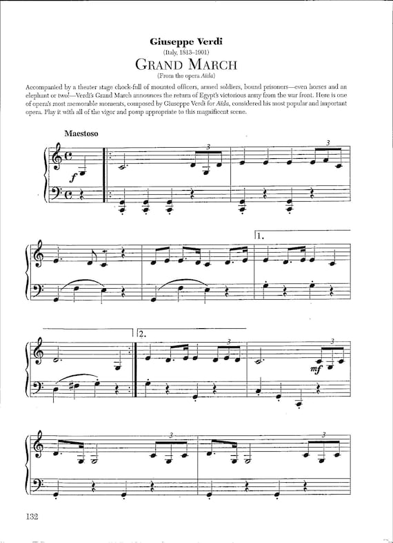 Grand March by Giuseppe Verdi Digital Piano Sheet Music Early