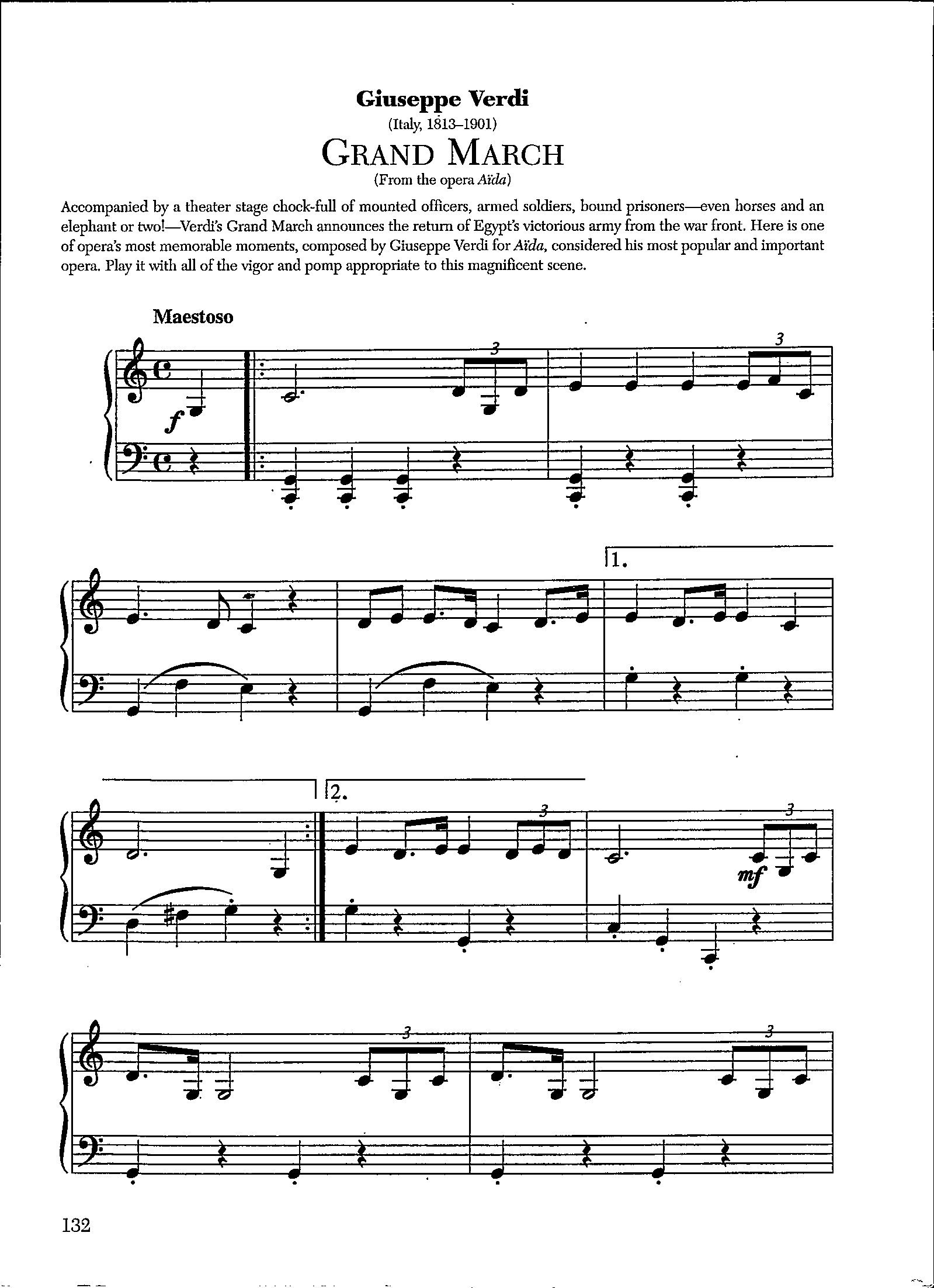 Grand March by Giuseppe Verdi Digital Piano Sheet Music Early