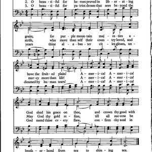 America the Beautiful - Digital Patriotic Hymn Sheet Music Key of B Flat