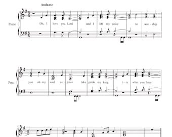 I Love You Lord Sheet Music - Digital Hymn Tune Chorus - Key of G Late Beginner Level