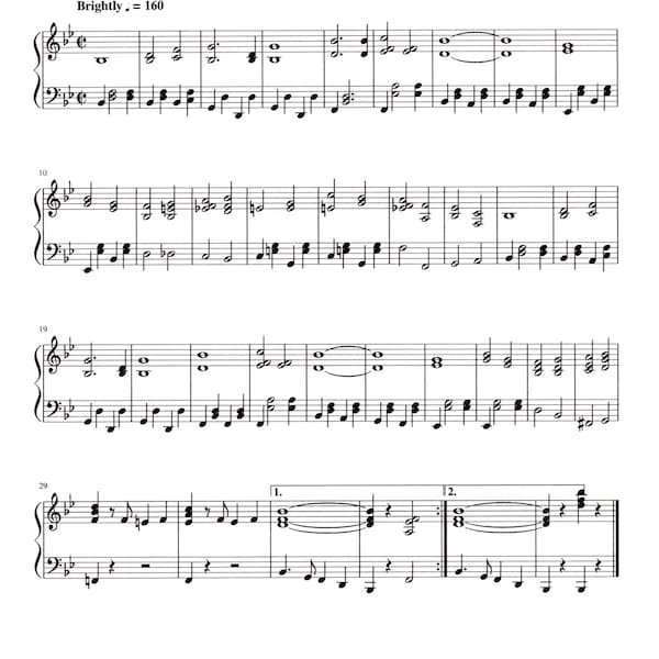 Anchors Aweigh - Early Intermediate Digital Sheet Music Piano Solo - Key of B Flat