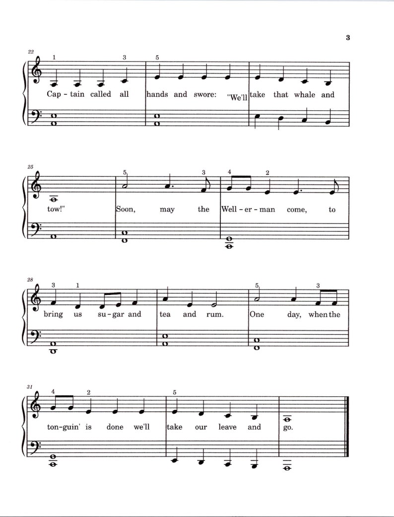 Wellerman (sea Shanty) - Digital Easy Piano and Vocal Arrangement Key ...