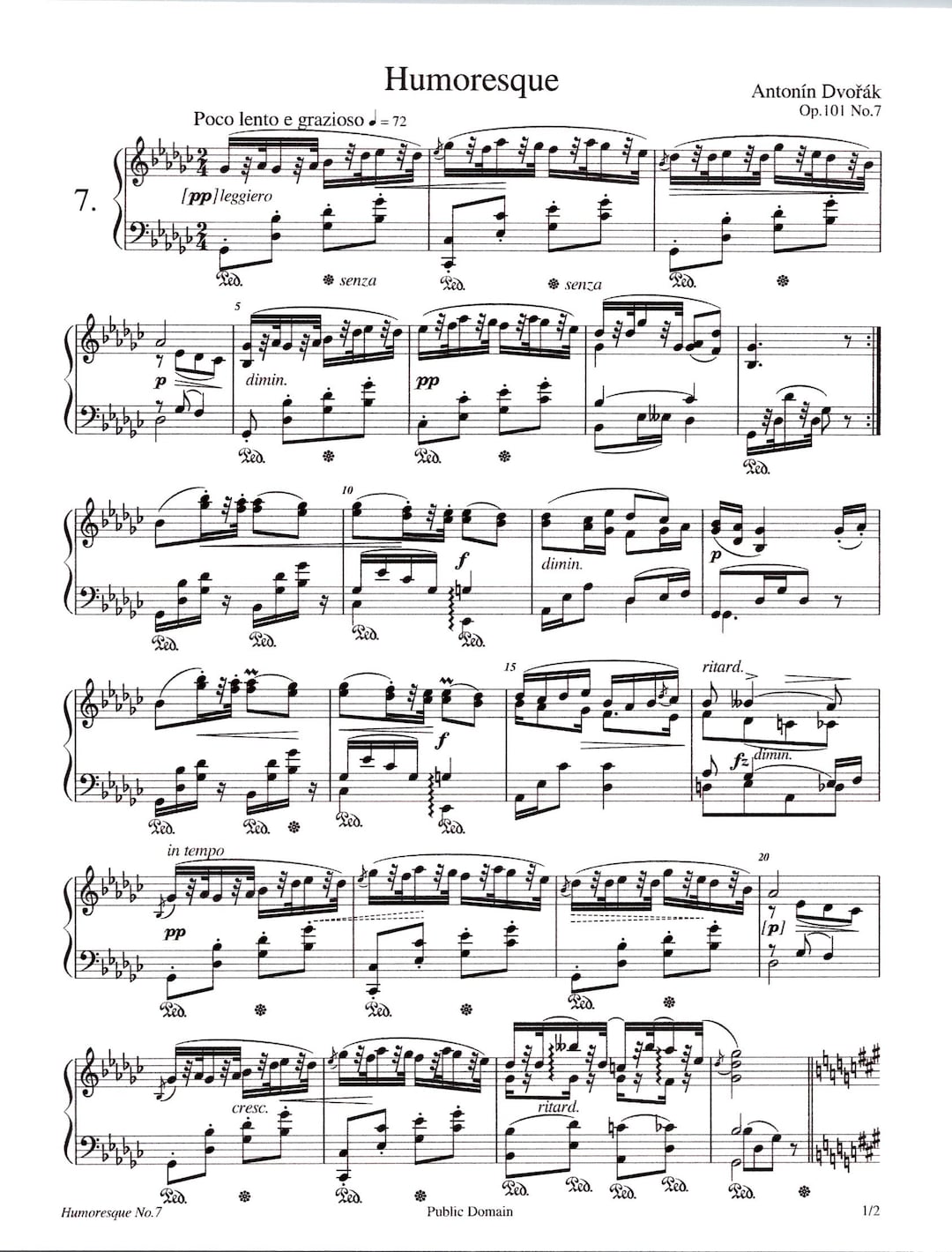 アントニン・ドヴォルザーク作曲「ユーモレスク」ピアノソロ