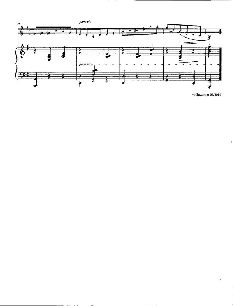 Violin and Piano - Schon Rosmarin - Digital Download Sheet Music - Key ...