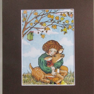 Matted Mary Engelbreit Calendar Print 8 X 10&quot; Lots of Love -Brown Mat #165