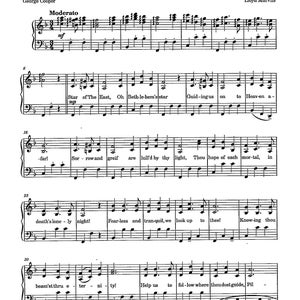 May include: A sheet music score for the song "Star of the East" by Amanda Kennedy and Lloyd Marvin. The sheet music includes the lyrics and musical notation for the song.