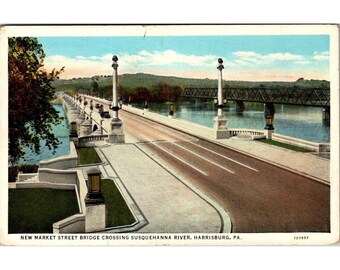 Postcard - New Market St. Bridge Crossing Susquehanna River, Harrisburg, PA #564