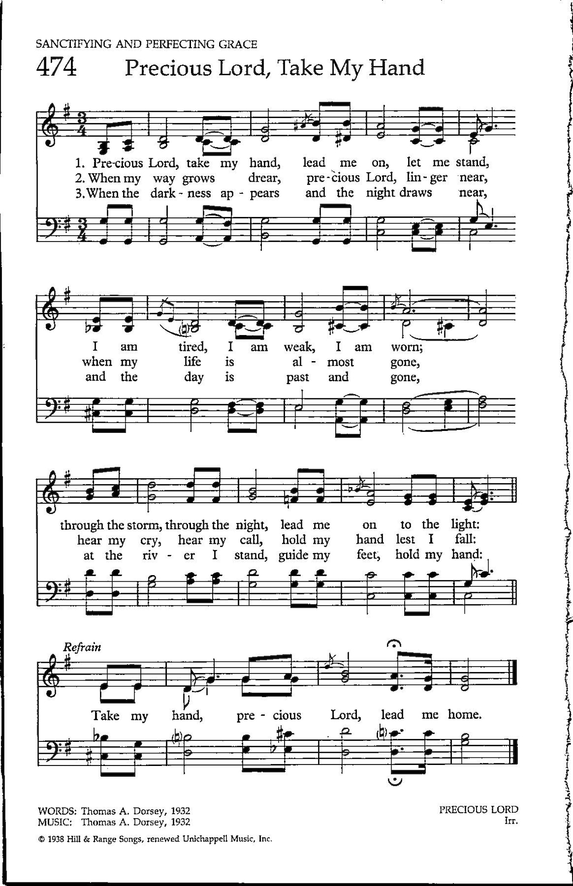 Precious Lord, Take My Hand Digital Hymn Sheet Music Key of G Intermediate Level Etsy