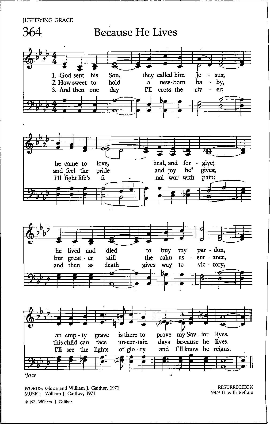 Because He Lives By Gaither 1971 Digital Hymn Sheet Music Download Key Of A Flat Etsy