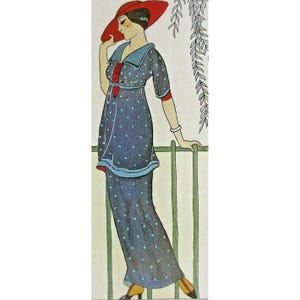 Carte postale Art déco George Barbier - réimpression 1912 Journal No.15 Seaside Dress Hat