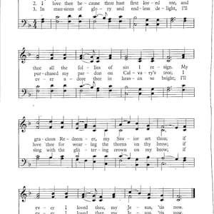 My Jesus I Love Thee Hymne Melodie - Digitale Noten Tonart von F