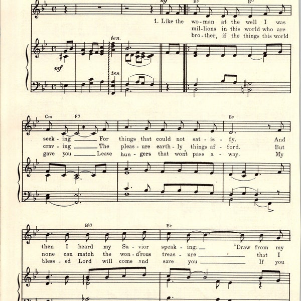 Fill My Cup Lord Sheet Music - Digital Hymn Key of B Flat