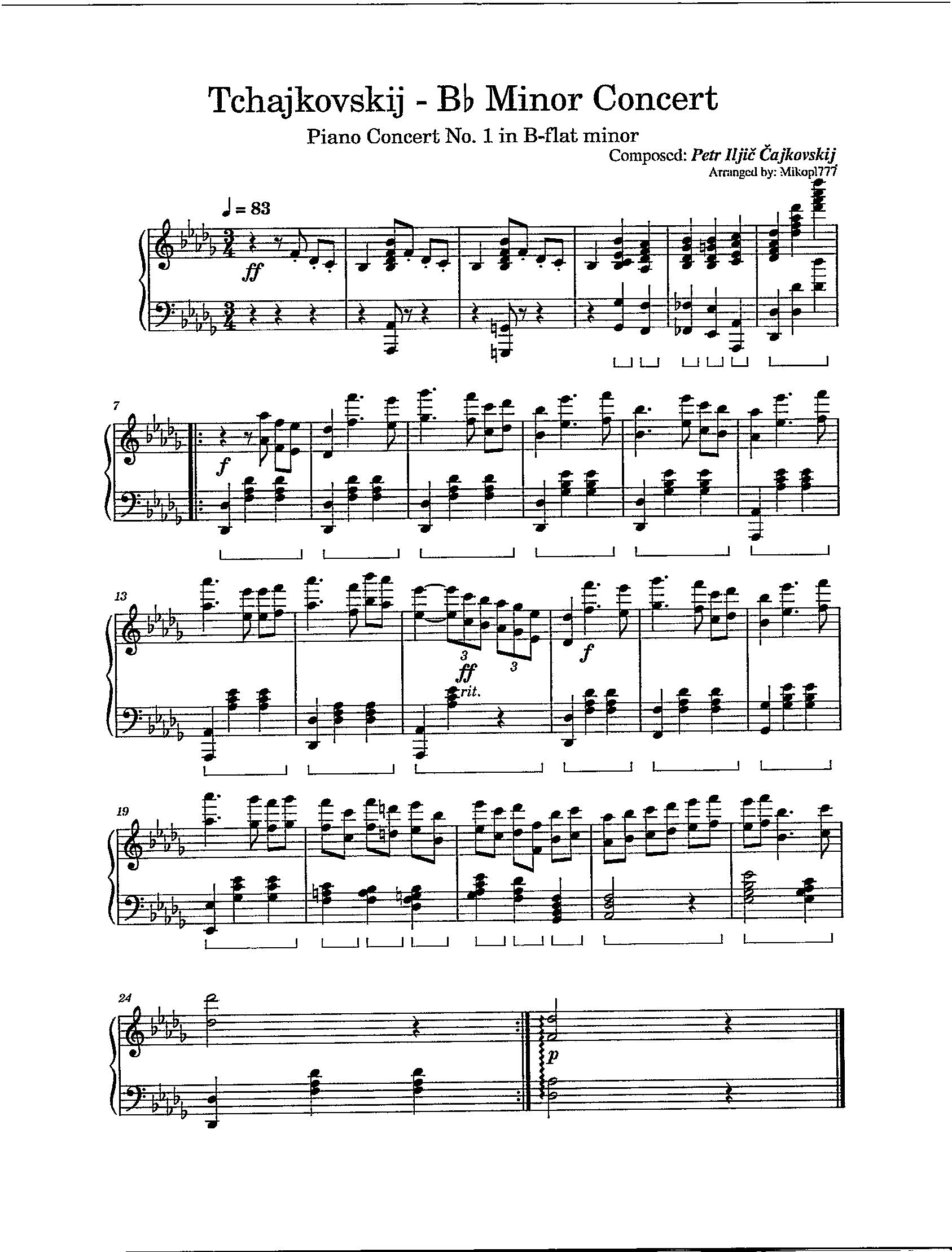 Tchaikovsky B Flat Minor No.1 (main Theme) - Digital Intermediate