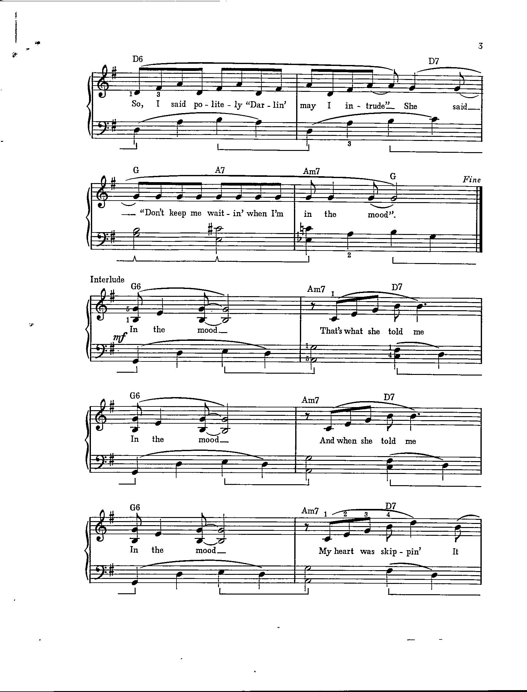 In the Mood Sheet Music 1939 - Digital Download for Piano Vocal Guitar ...