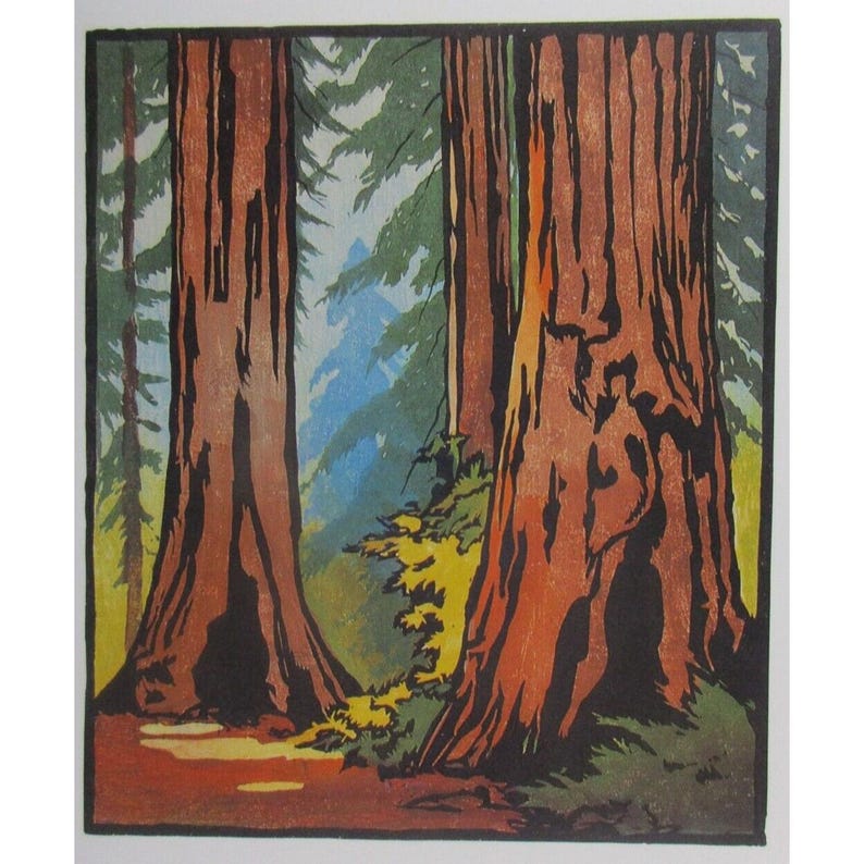 William S Rice Artist Notecard & Envelope - Block Print - Redwood ...