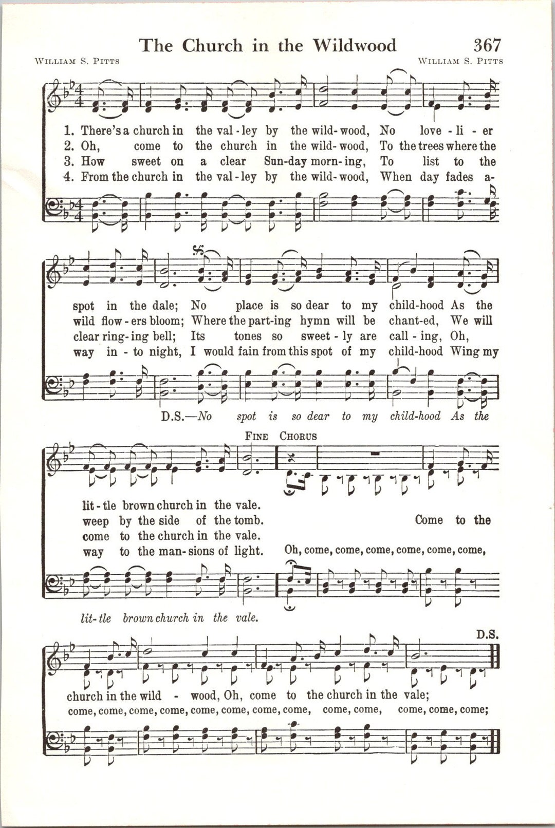 The Church in the Wildwood Digital Hymn Sheet Music Key of B Flat - Etsy