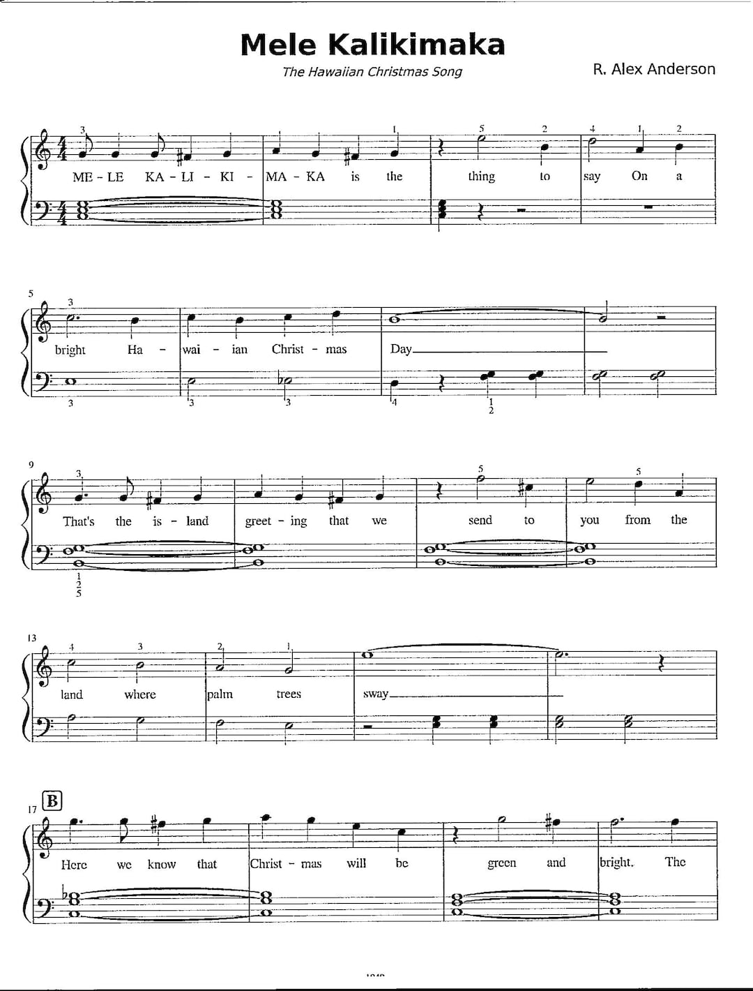 Mele Kalikimaka Digital Hawaiian Christmas Song With Lyrics Key of C