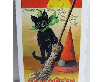 Postcard - Halloween "Friendly Fairy: With, or Fay" from early 20th century