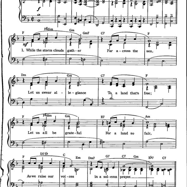 God Bless America Sheet Music - Digital Patriotic Tune - Key of F for Piano and Voice