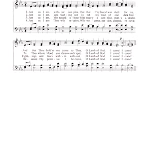 Just As I Am - Digital Hymn Tune Printable with Lyrics - Key of E Flat