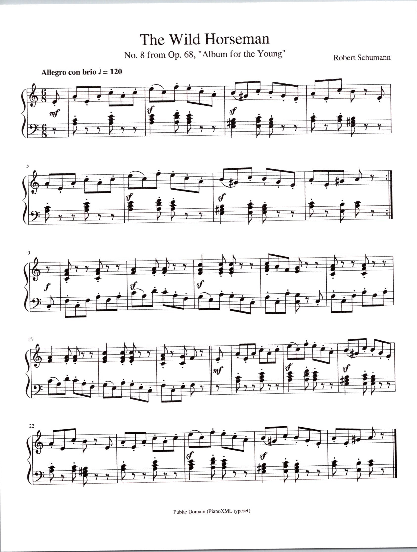 The Wild Horseman No.8 Op.68 From Album for the Young by Schumann