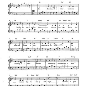 White Christmas - Digital Piano with Lyrics - Key of B Flat