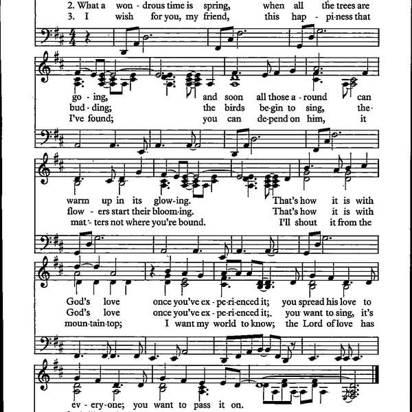 Pass It On - Digital Hymn Sheet Music Key of D Intermediate Level Piano & Vocal