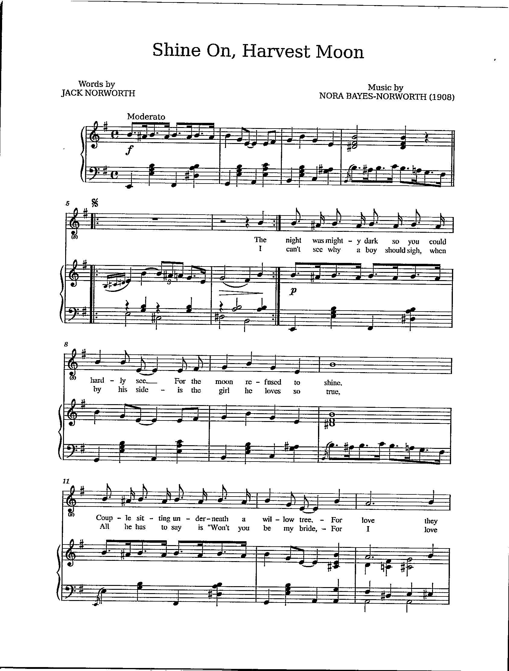 Shine On, Harvest Moon Digital Download Sheet Music Etsy
