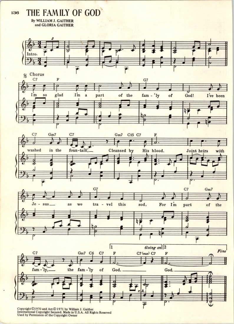 The Family of God Hymn Digital Sheet Music for Piano Vocal Guitar Key