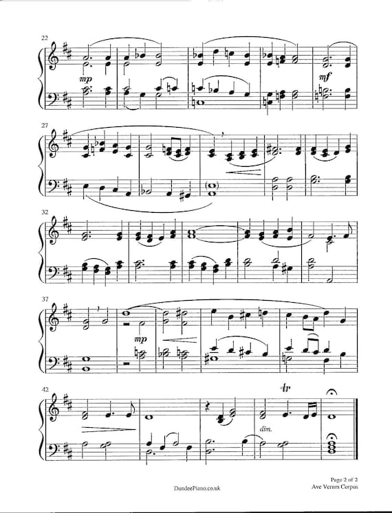 楽譜 - モーツァルト作曲「アヴェ・ヴェルム・コルプス」KV619