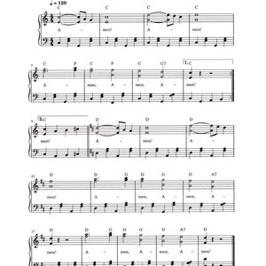 Amen Sheet Music (1 Verse) - Digital Sheet Music - Late Beginner Key of C